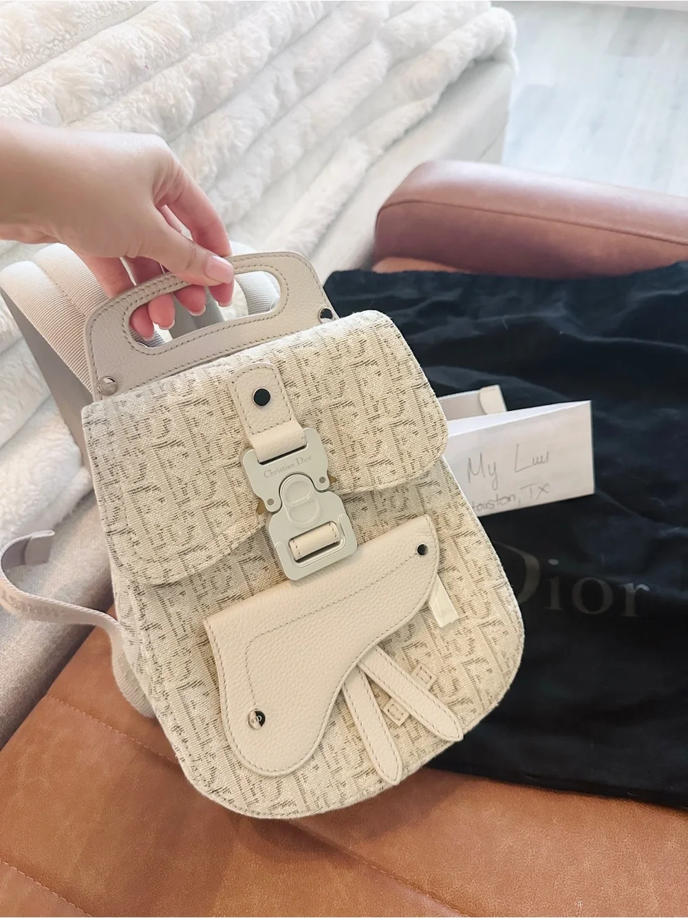 Dior White Monogram Mini Backpack